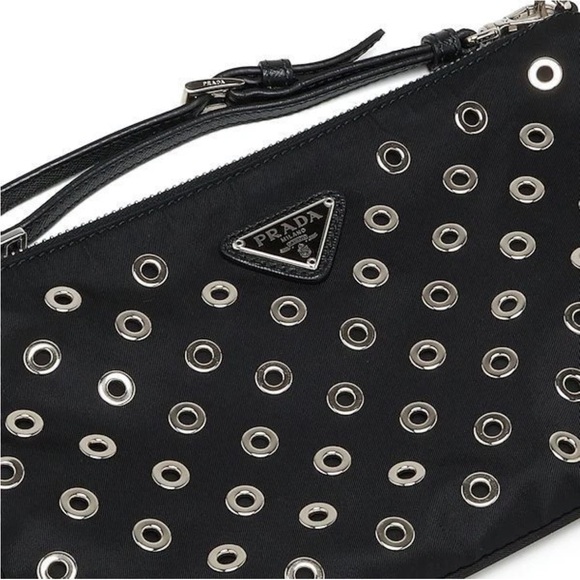 Prada Black Wristlet with Silver Eyelets - Picture 2 of 12